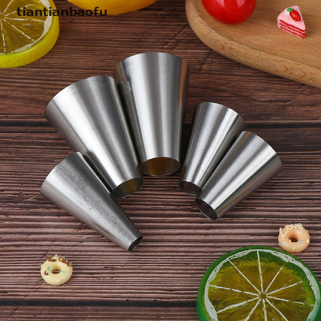 [tiantianbaofu] 5pcs Large Round Cake Cream Decoration Tips Piping Icing Nozzles Pastry Tools Boutique