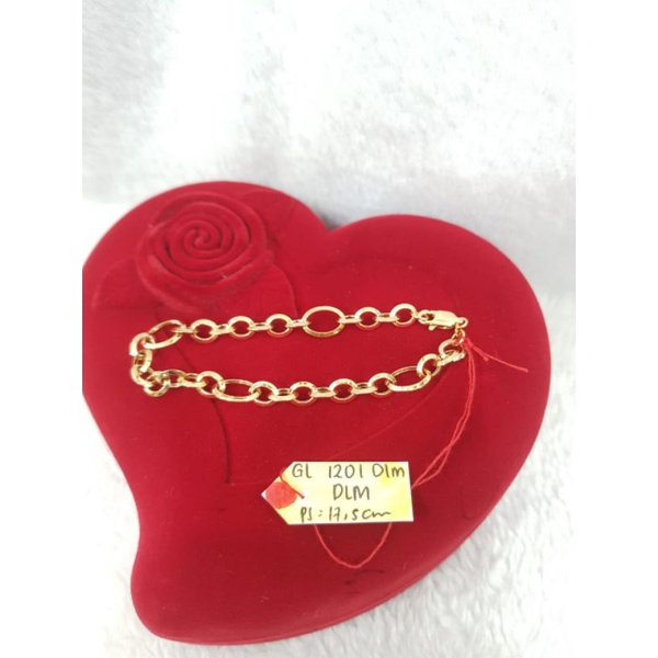 GL1201DLM gelang model rantai vensi emas kuning asli berat 2.300 pj 17.5cm kadar 375% 8k tok HWT 375