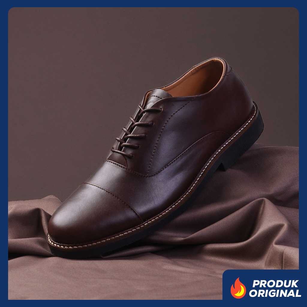 OXFORD BROWN ORIGINAL x KENZIOS Sepatu Kulit Sapi Asli Coklat Pria Formal Pantofel Tali Kerja Kantor Dinas Resmi Guru Kantoran Pesta Undangan Wedding Kondangan Nikah Modern Casual Derby Genuine Leather Footwear Big Size Jumbo Ukuran Besar 44 Keren Terbaru