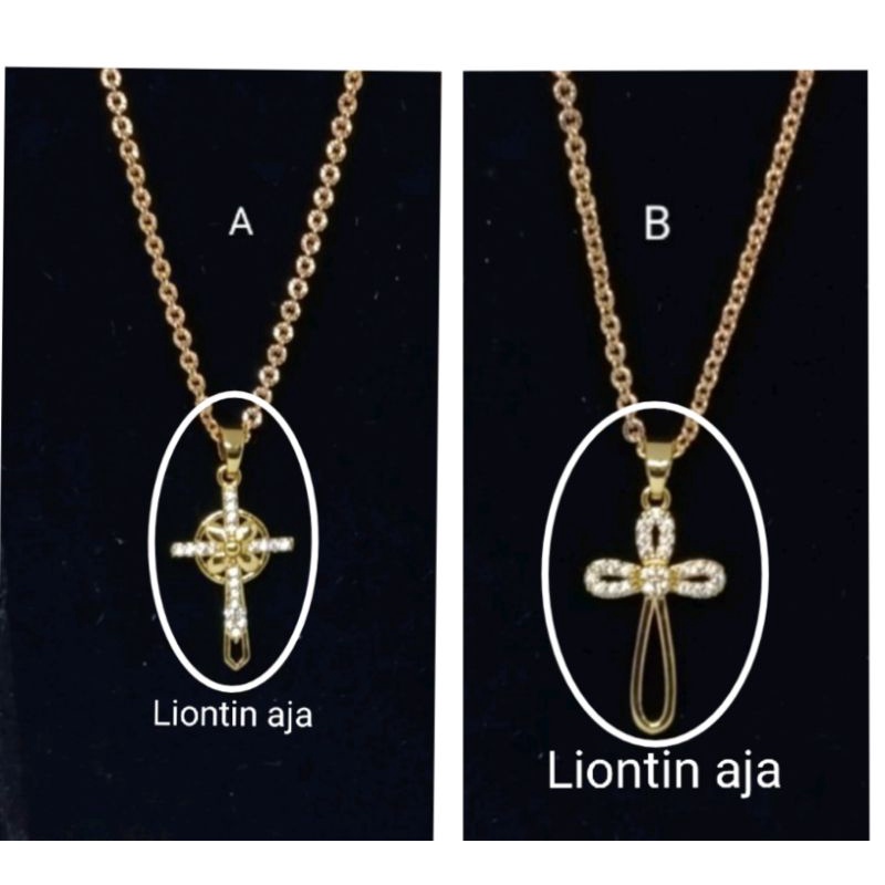 RBB01. Liontin xuping Kalung wanita lapis emas dgn mata zircon model salib