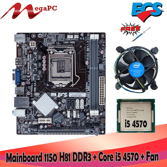 Paket Mobo Intel 1150 H81 DDR3 + Core i5 + Fan Free Pasta Suntik