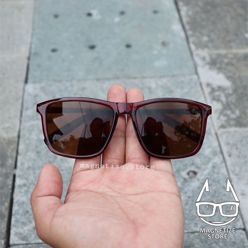 [[COD]] Kacamata hitam pria wanita Kacamata murah Kacamata korea Kacamata Sunglass Kacamata coklat-Coklat / Coklat