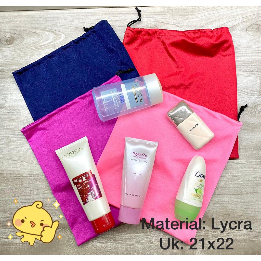 pouch serut serbaguna untuk kosmetik/kunci/adaptor/headphone dll ukuran besar dan kecil