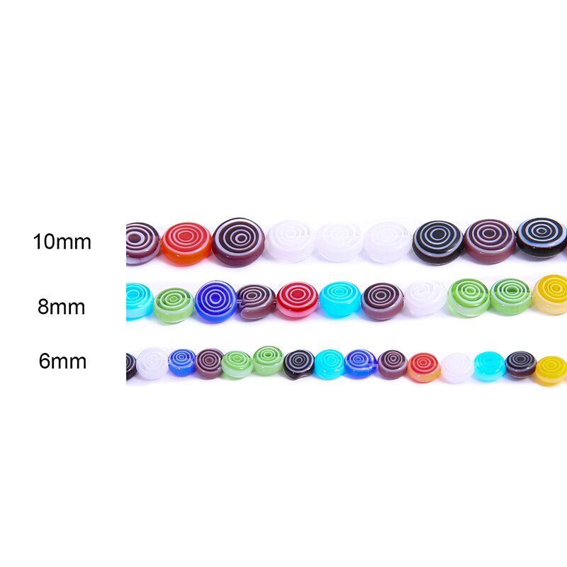 6/8/10 Mm 37-65 Pcs Warna Campuran Flat Round Disk Bunga Pola Kaca Lampwork Longgar Kerajinan Manik-manik Untuk Aksesoris Pembuatan Perhiasan Liontin DIY