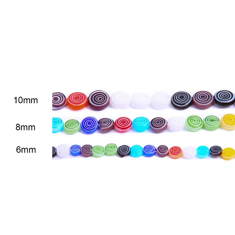 6/8/10 Mm 37-65 Pcs Warna Campuran Flat Round Disk Bunga Pola Kaca Lampwork Longgar Kerajinan Manik-manik Untuk Aksesoris Pembuatan Perhiasan Liontin DIY