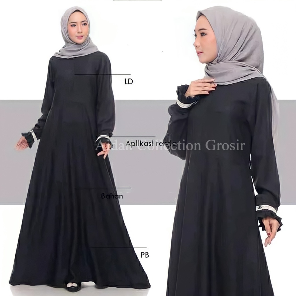 Gamis Polos Toyobo Fodu Premium Motif Bordir Renda Kekinian Murah