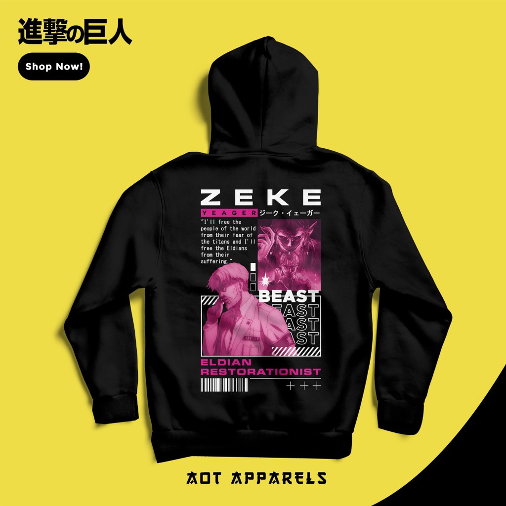 Hoodie AOT : Zeke Yeager - Eldian Restorationist by AOT Apparels | Hodie Attack On Titan Baju SNK