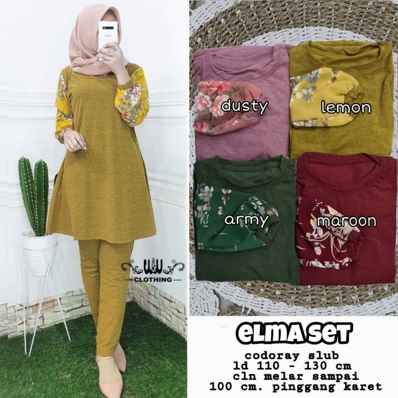 Elma set setelan wanita tunik dan celana panjang
