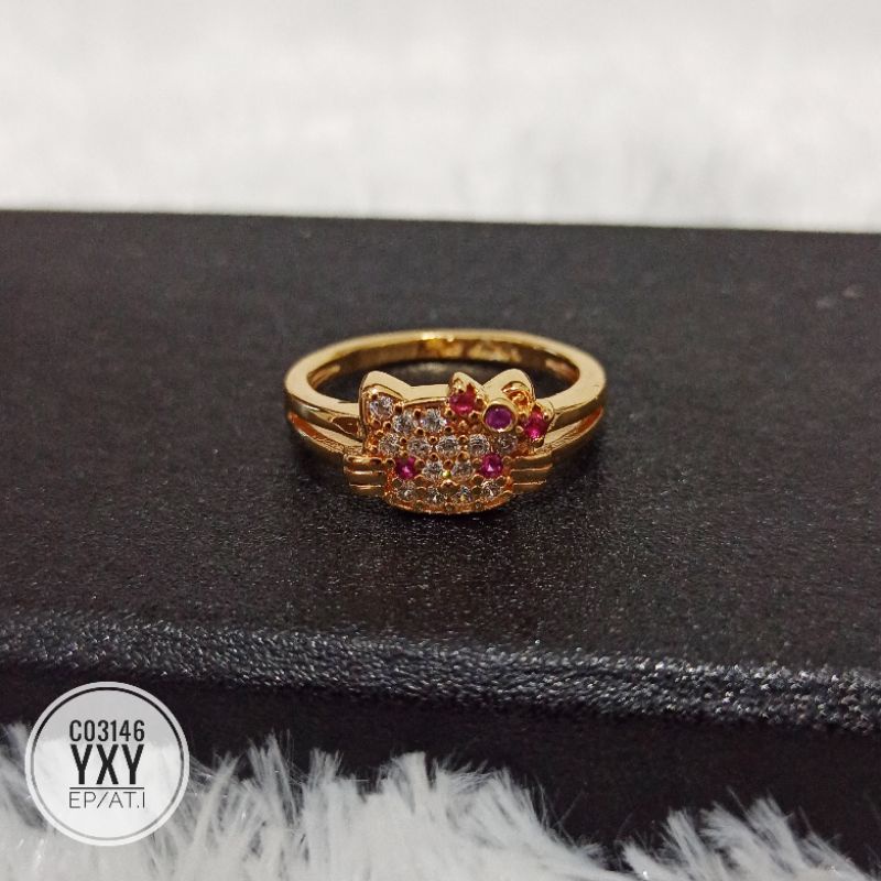 Cincin Yaxiya Motif HK zircon Warna Gold C03146