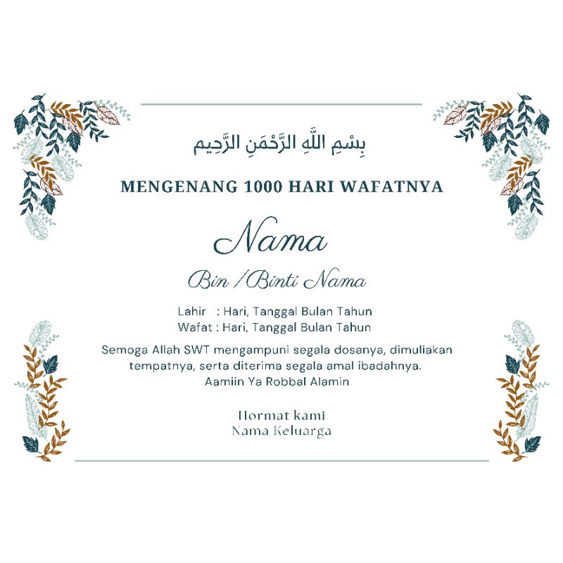Stiker Mengenang 40/100/1000 hari Wafat, Tahlilan, Tasyakuran-M8