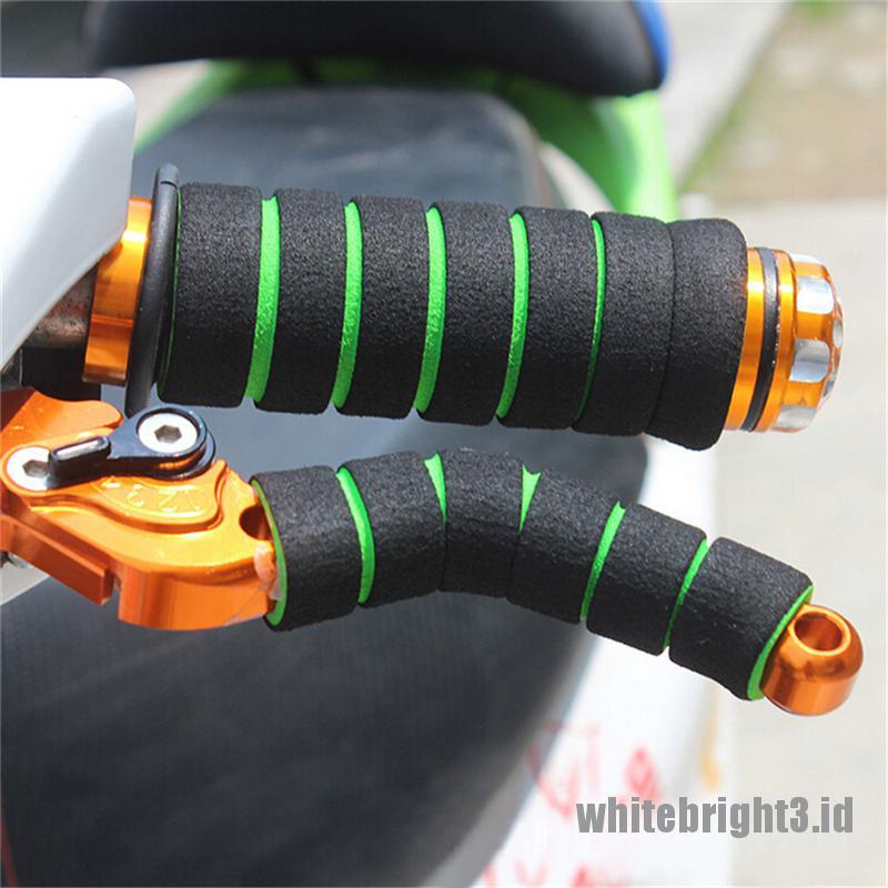 2 Pasang Grip Stang Sepeda / Motor Bahan Spons Lembut Warna Putih + Tuas Rem / Kopling