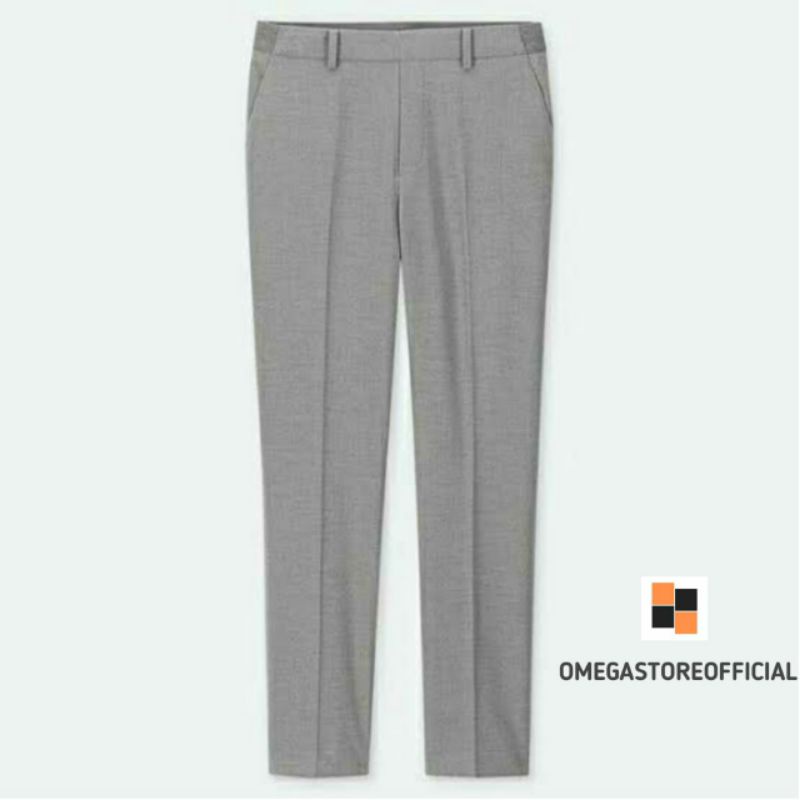 OMEGASTOREOFFICIAL - Celana Ankle Pants Pria (formal, bahan, kantor, kain, kerja) Panjang Slimfit - Abu Muda