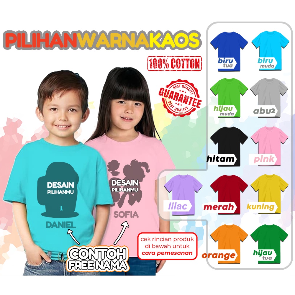 [FREE NAMA!!] Baju Kaos COUPLE  ANAK DAN DEWASA QUBY PENTOL BANYAK MOTIF