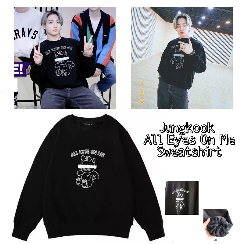 (S - 6XL) Sweater Jungkook ALL EYES ON ME Lamodechief Sweatshirt Big Size (S M L XL 2XL 3XL 4XL 5XL 6XL) Crewneck Jk Idol K-Pop Unisex Oversize