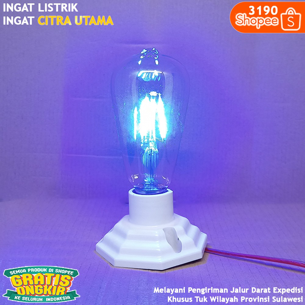 LAMPU BULB LED FILAMEN MOTIF ST64 4W BIRU K3190