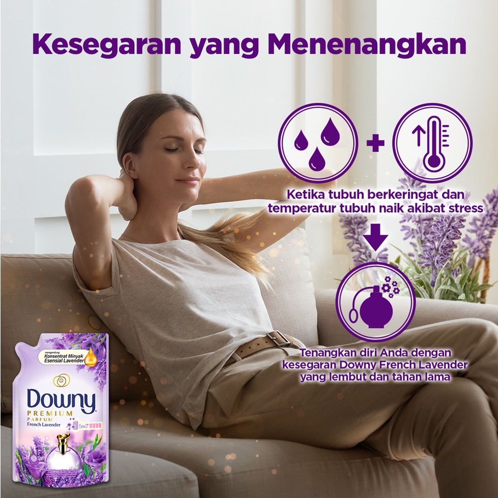 Downy Pelembut dan Pewangi Pakaian Konsentrat French Lavender 900 mL - Paket Isi 3