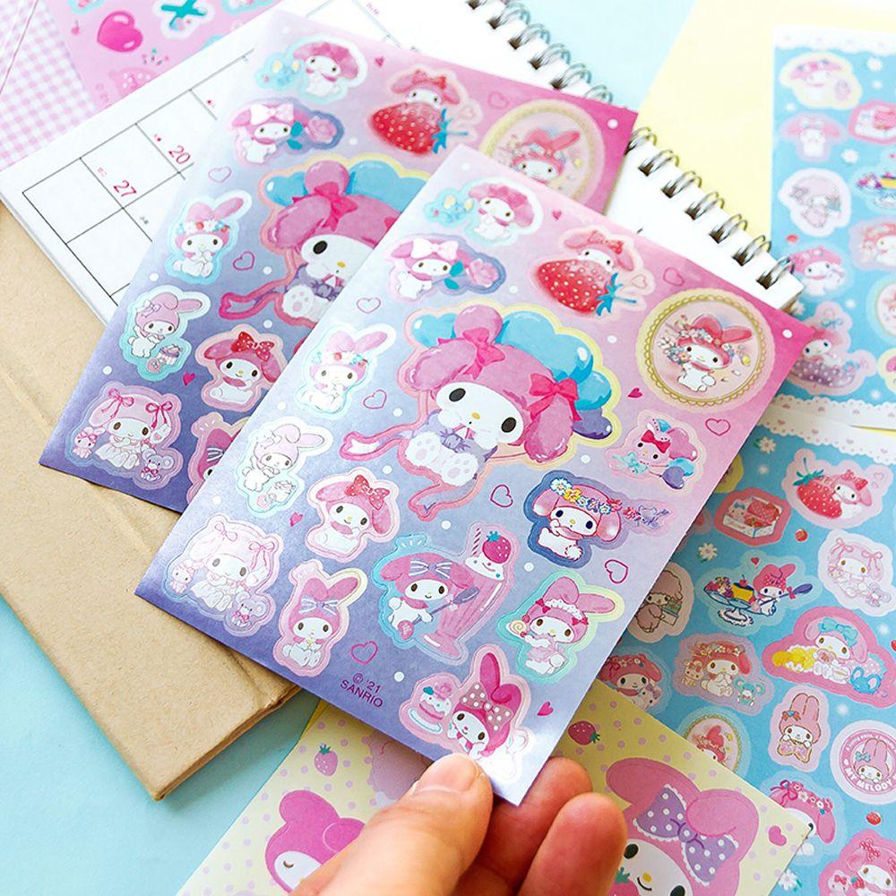 LANFY Decor Sticker Kawaii Collection Retro Diary Album KT Cat My Melody Kulomi Perlengkapan Dekorasi Background Paper Scrapbooking Sticker