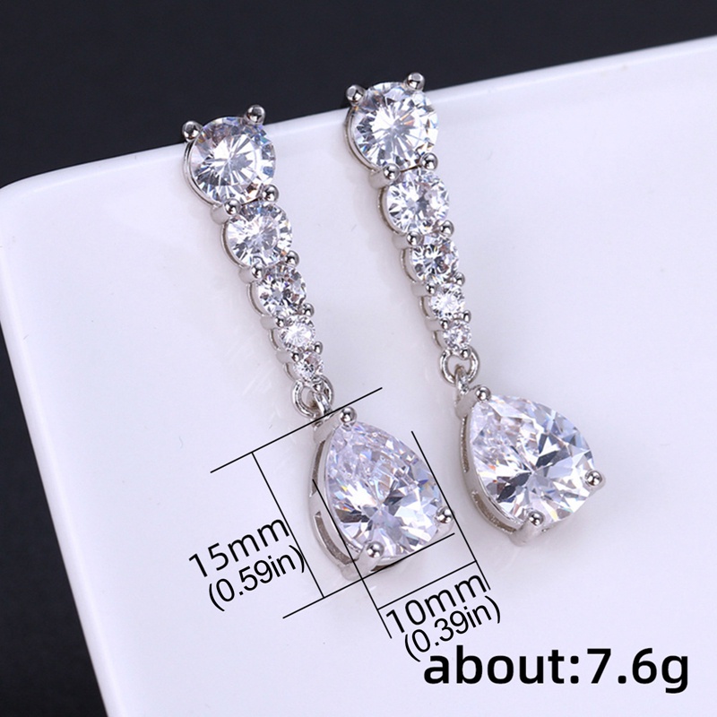 Anting Kristal Cubic Zirconia Bentuk Pir Untuk Wanita