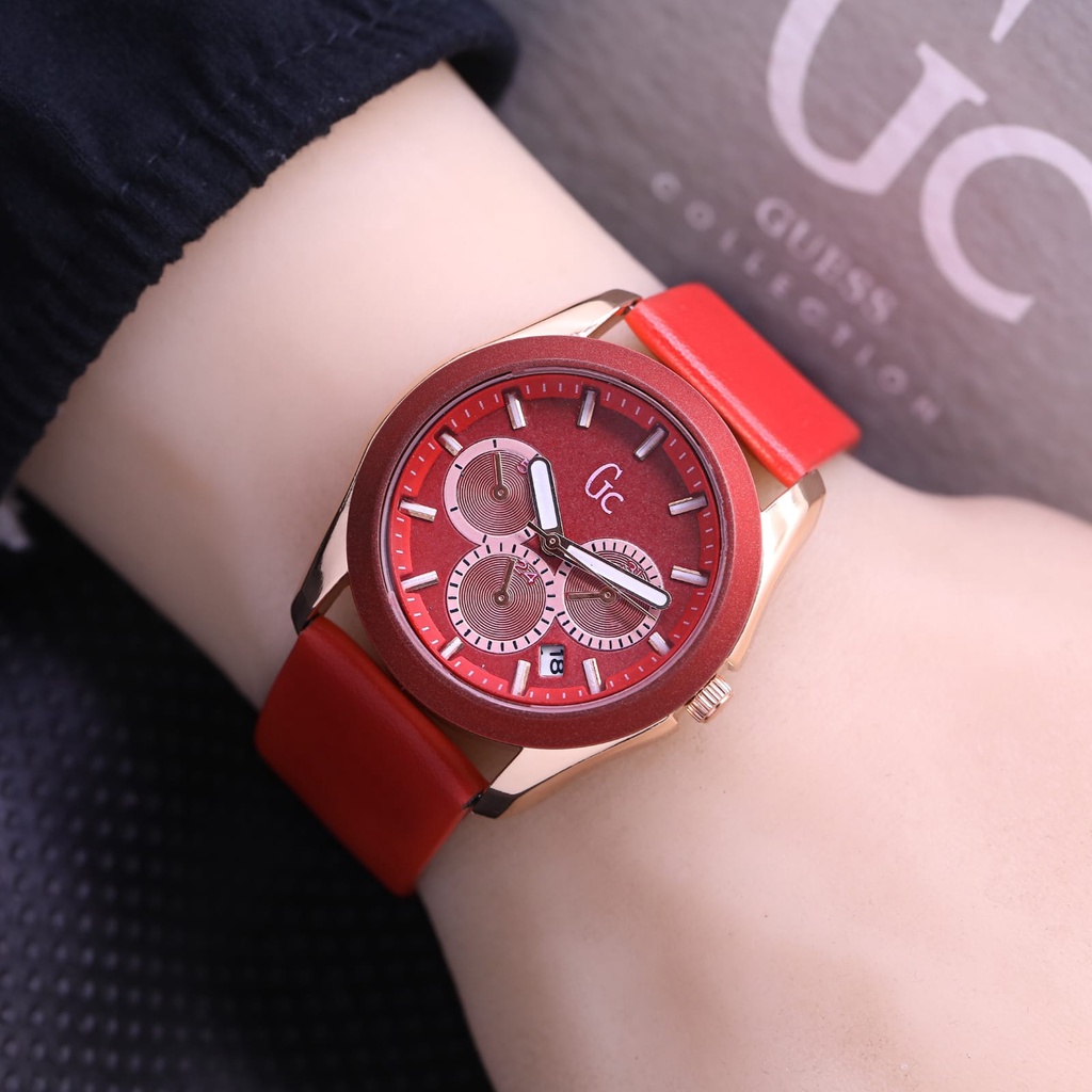 GROSIRAN JAM TANGAN GUESS COLLECTION GC8172 TANGGAL AKTIF TALI KULIT - JAM TANGAN WANITA INCLU BOX O