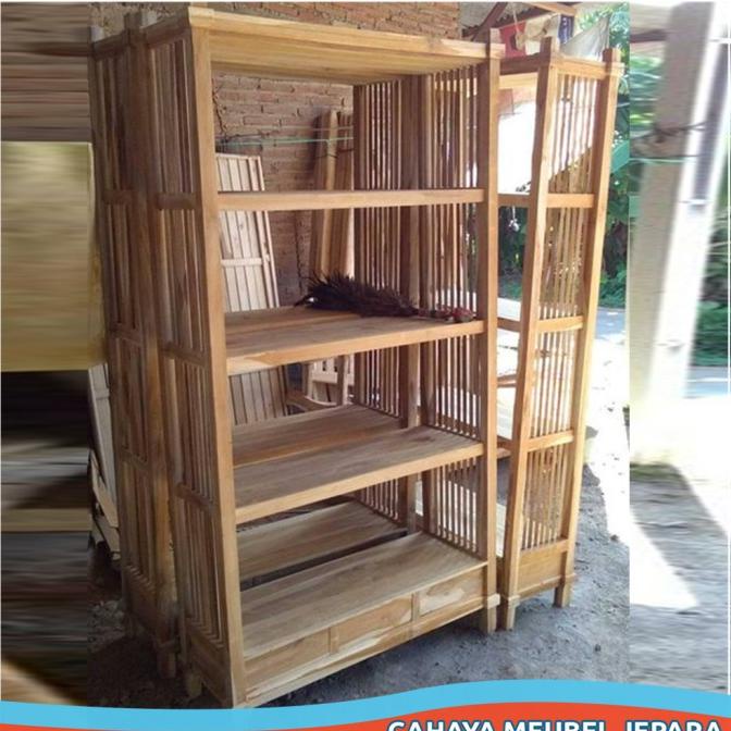 Rak Buku Minimalis Kayu Jati Lemari Hias Dan Rak Boneka Serta Tas