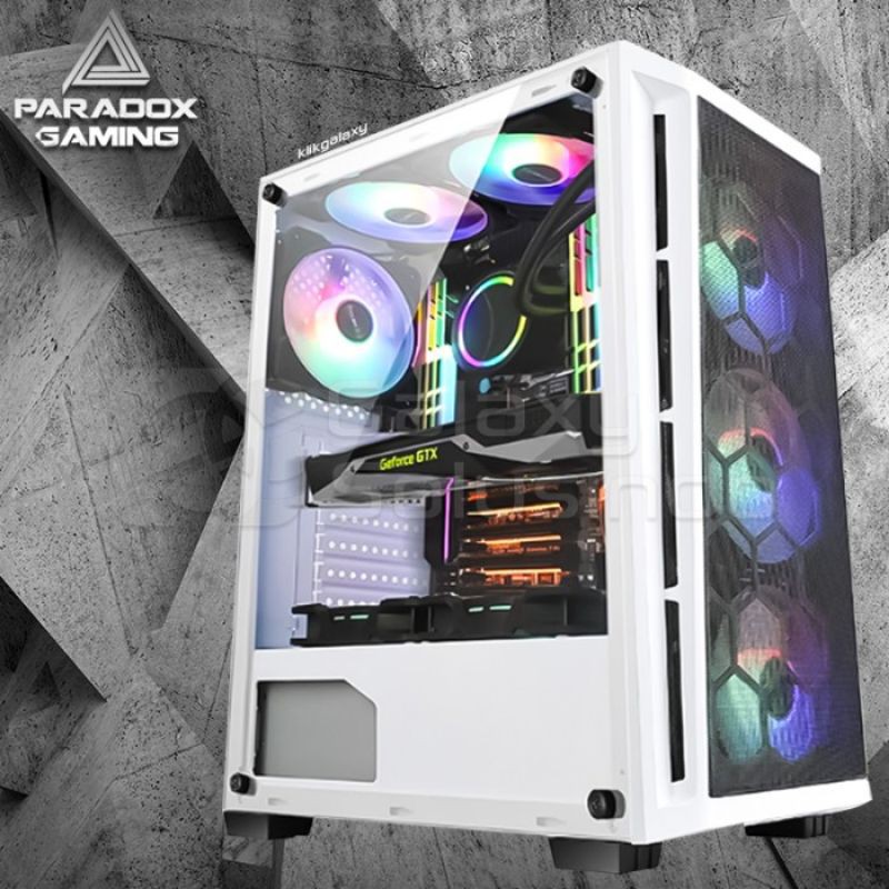 Casing PC Paradox Gaming Loudwire Putih ATX TEMPERED GLASS