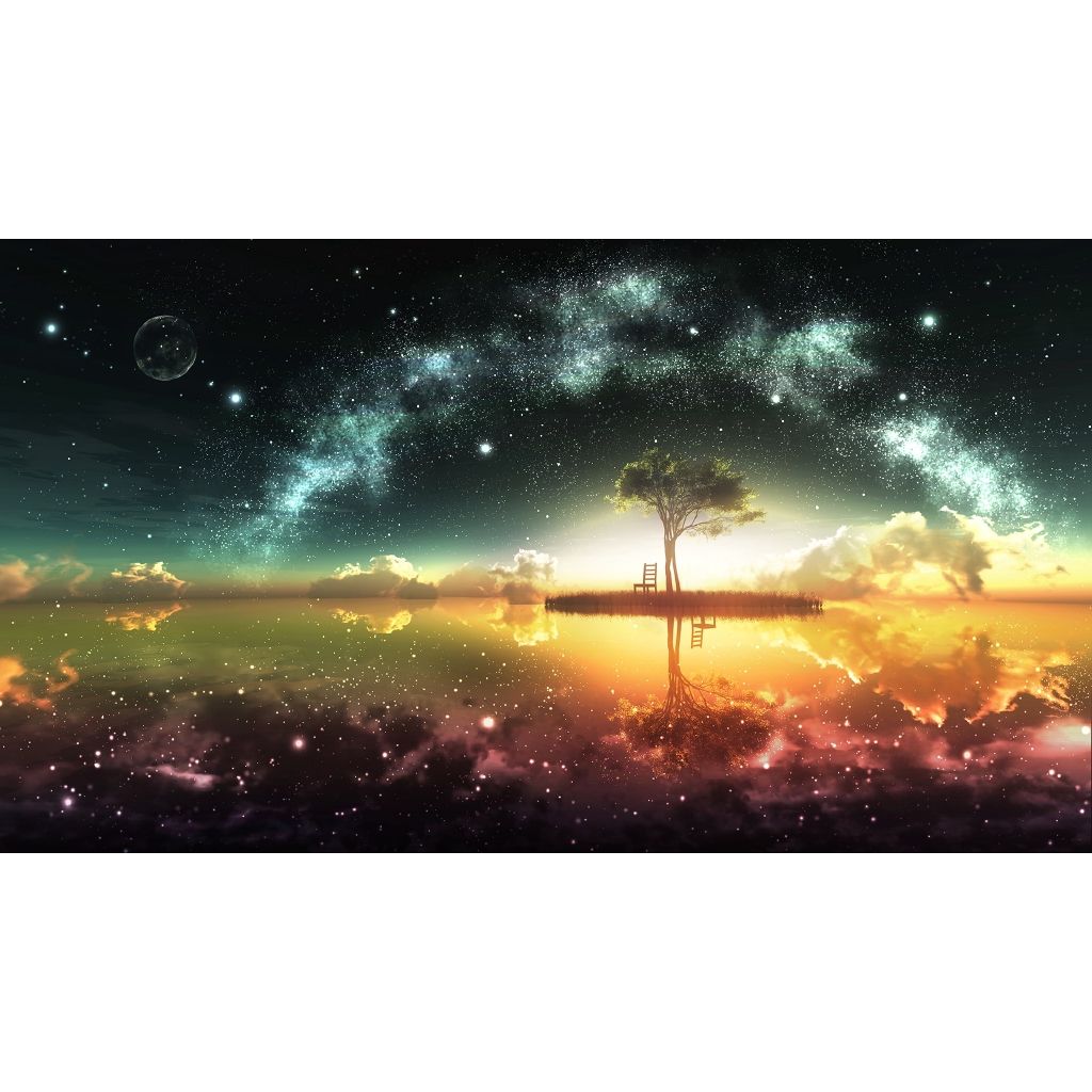 Lb Pemandangan Anime Langit Berbintang Dinding Wallpaper Sticker