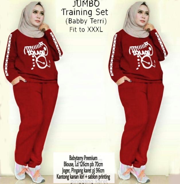 ZR Jombo training set / Stelan Jogger wanita Jumbo / Stelan Big Size