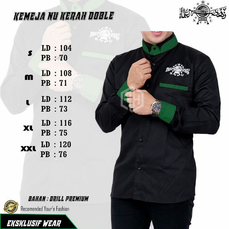 kemeja koko NU kerah doeble//baju muslimin