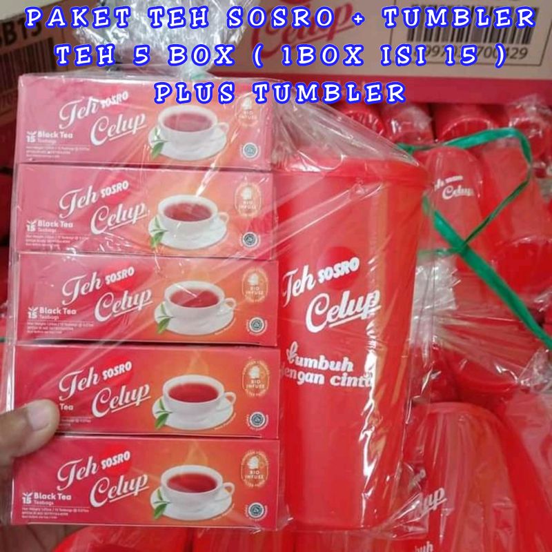 

PAKET TEH CELUP SOSRO ISI 5 FREE BOTOL TUMBLER