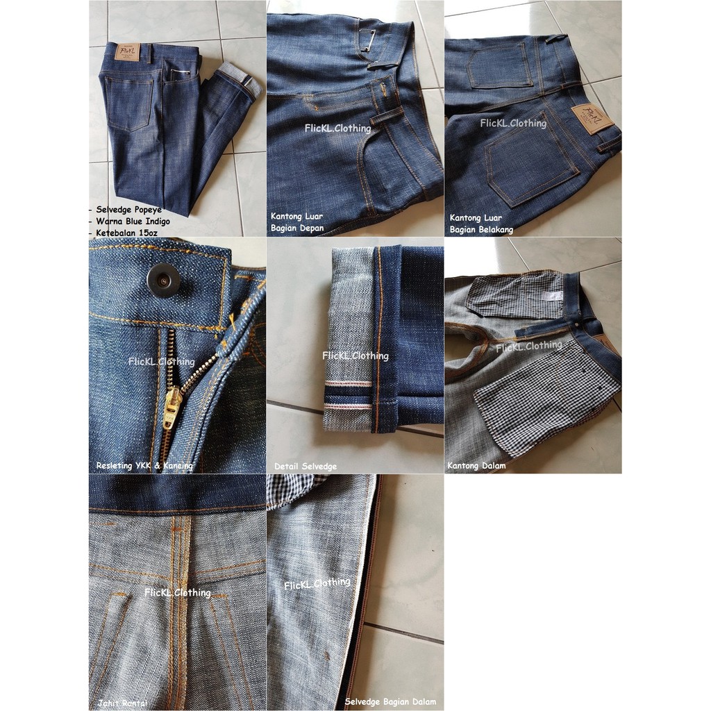 Celana Jeans Denim Selvedge Panjang Pants hitam blue indigo abu black 12oz 13oz 14oz 14.5oz 15.5oz