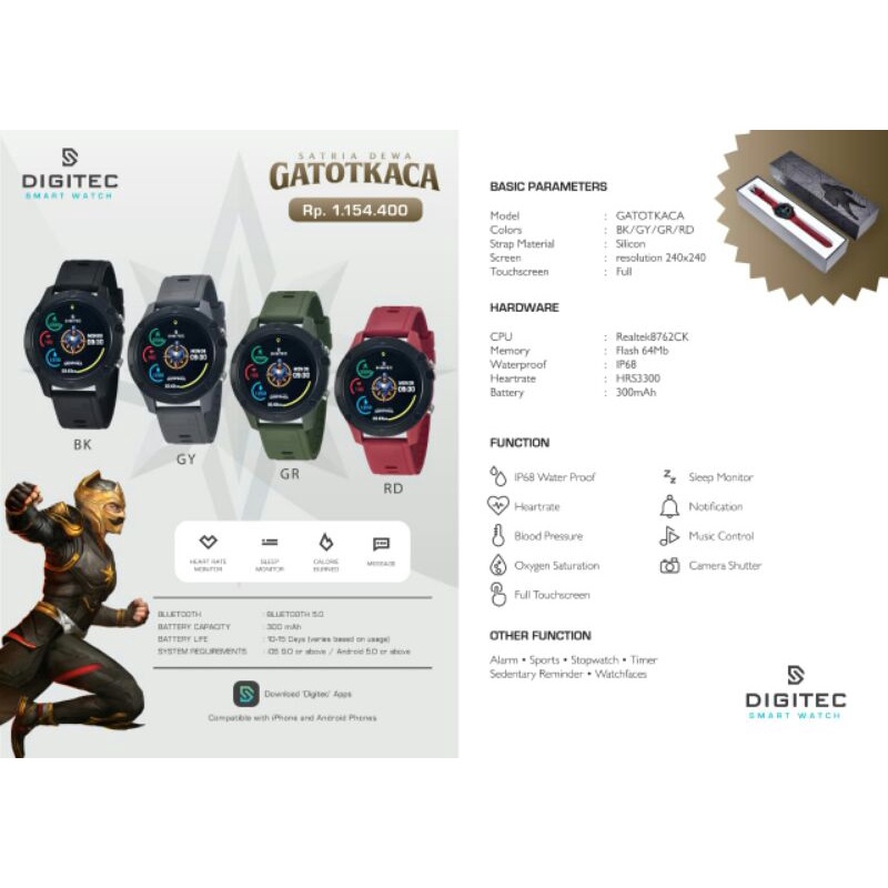 NEW~Smartwatch Digitec Gatot kaca original garansi 1thn