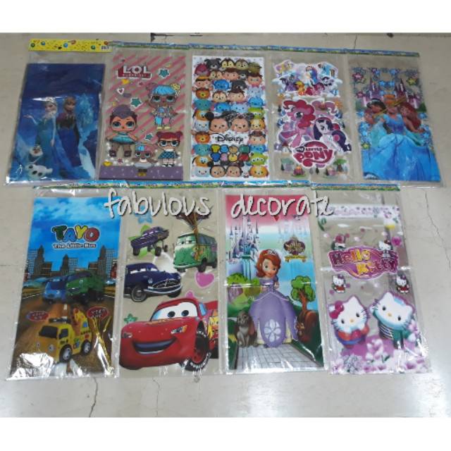 

PLASTIK SNACK UKURAN BESAR/ GOODIEBAG KARAKTER / KANTONG BINGKISAN ULTAH
