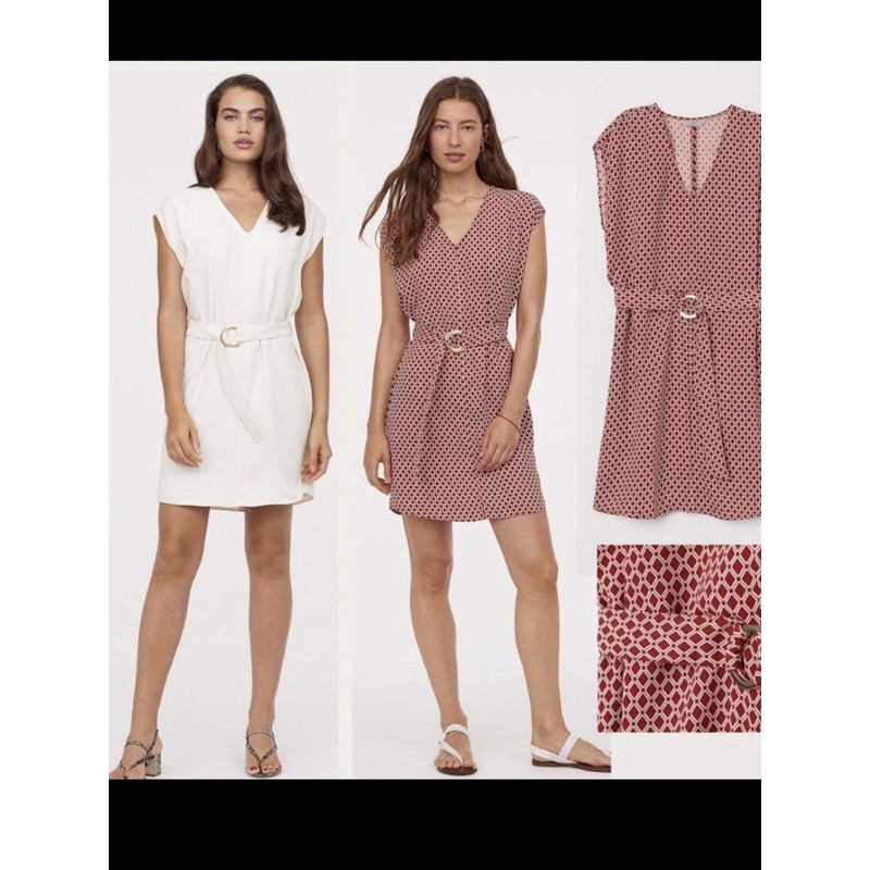 HM white tie belt dress