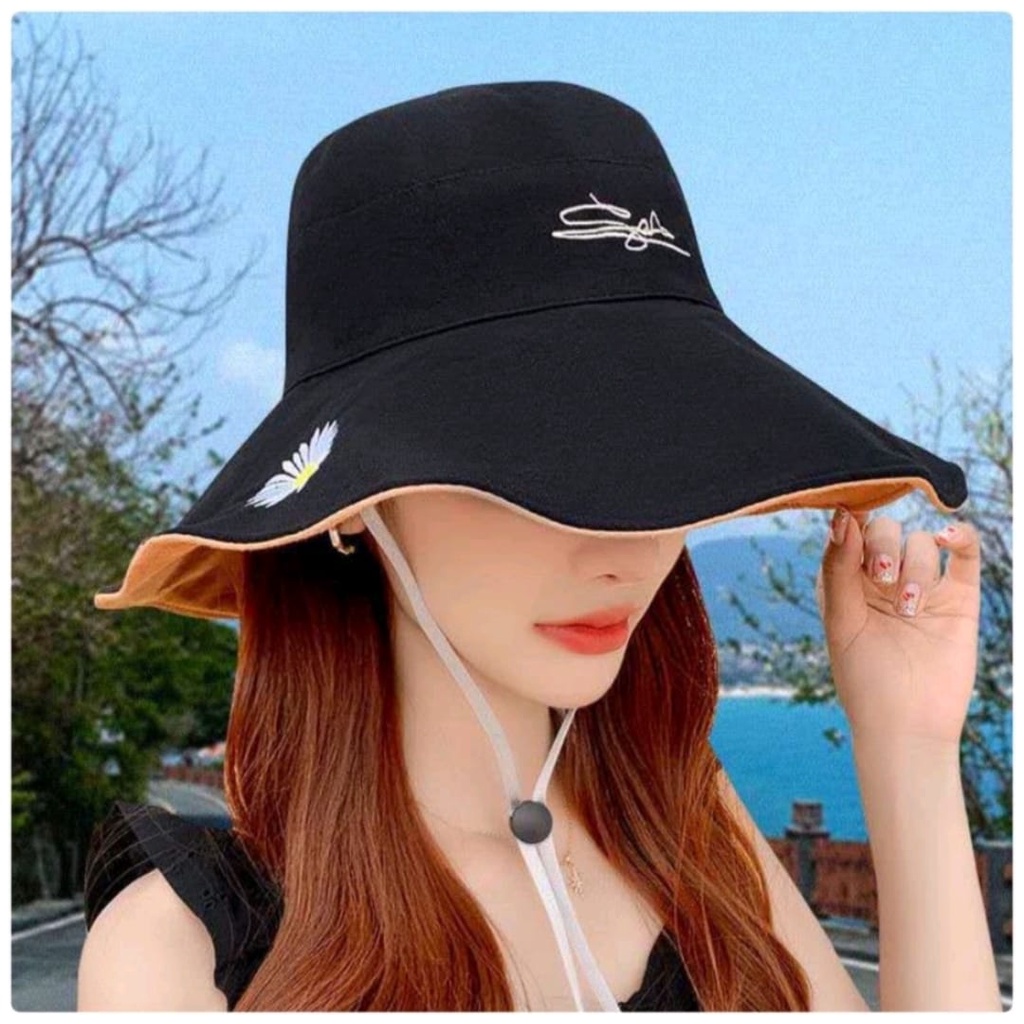 Topi Bucket Bunga Daisy Topi Wanita Lebar Premium Terbaru