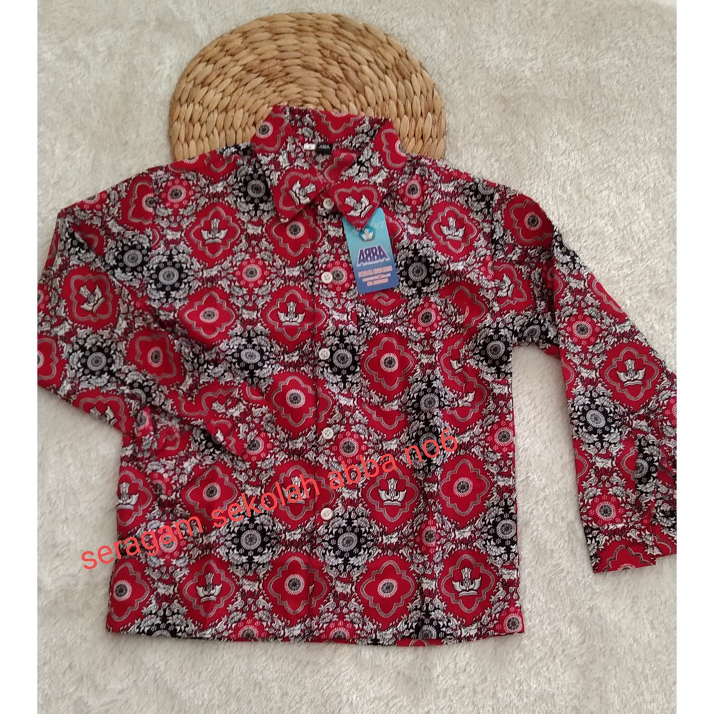 Batik SD Nasional Merah Lengan panjang Putra Putri