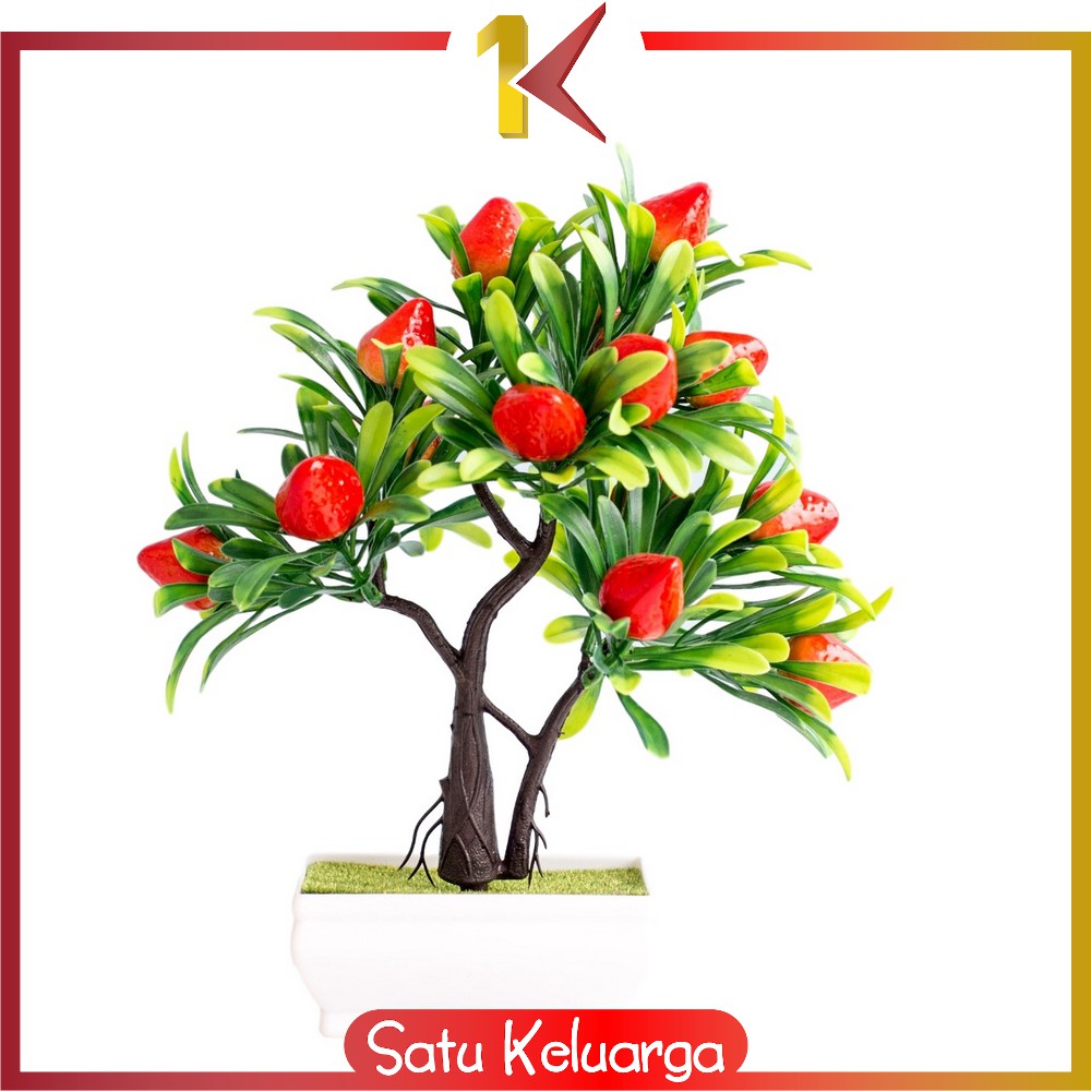SK-C170 Ornamen Pot Buah Tanaman Hias Plastik Murah Bunga Hiasan Dekorasi Rumah Artificial Plant-Ornamen - Strawberry