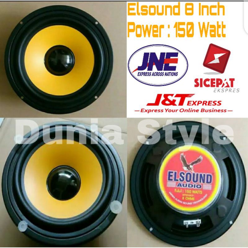 Speaker Elsound 8 Inch Magnet Besar KUNING
