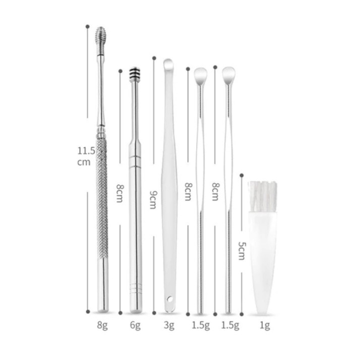 Alat Pembersih telinga Korek Kuping 6 in 1 Stainless steel ear wax