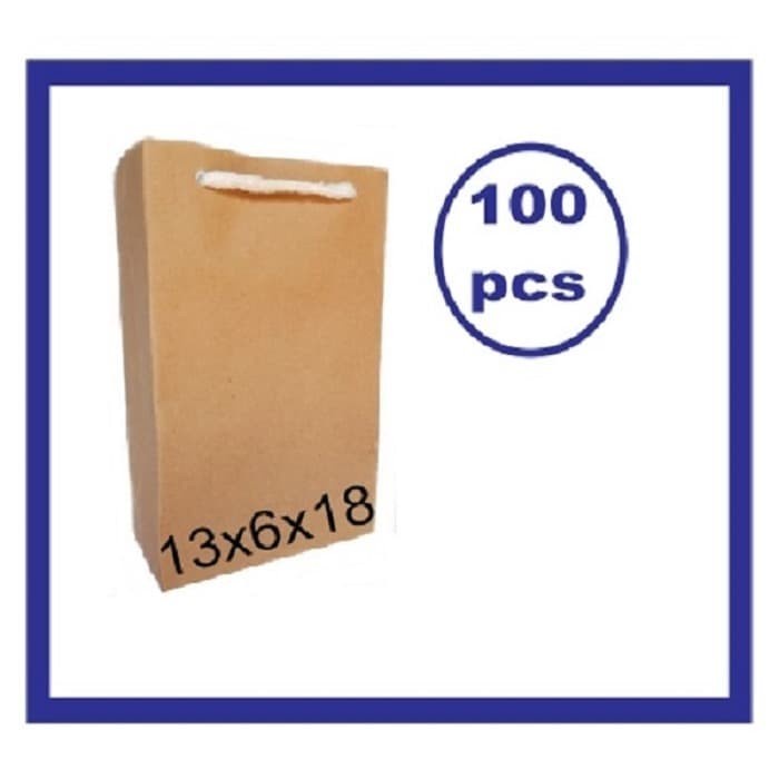 

(TERLARIS) Tas Kertas Paperbag Paper Bag 13x6x18 Coklat Polos 100pcs