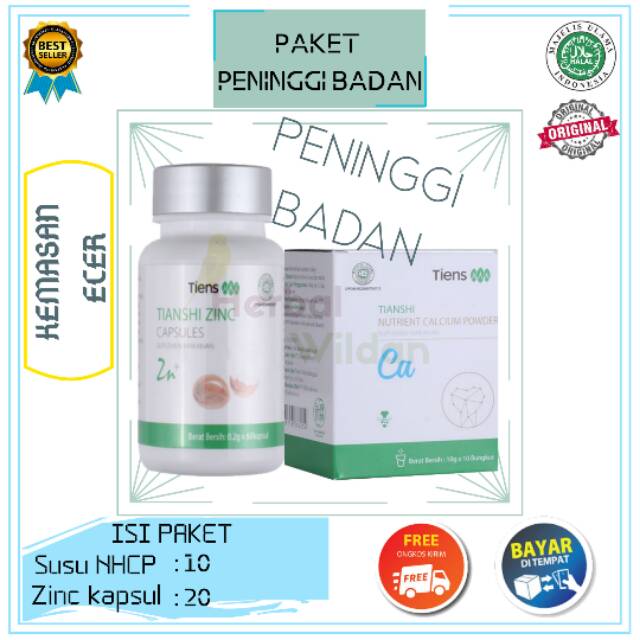 

PROMO Paket Peninggi Badan kemasan ecer Tiens 100% Original Susu NHCP dan Zinc Kapsul