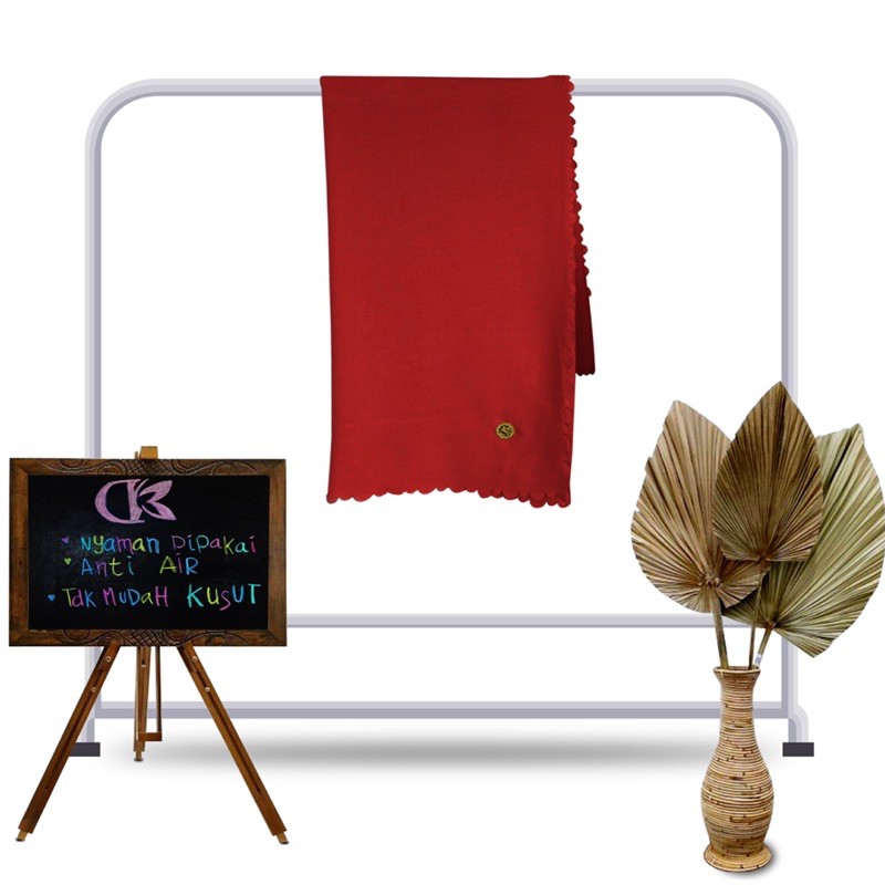 Hijab Voal Superfine Waterproof Laser Cut - SUPER RED