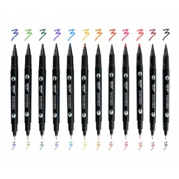 

Mantap Spidol Warna/Color Permanent Marker Joyko Pmc-27 Dual Tip 12 Warna Limited