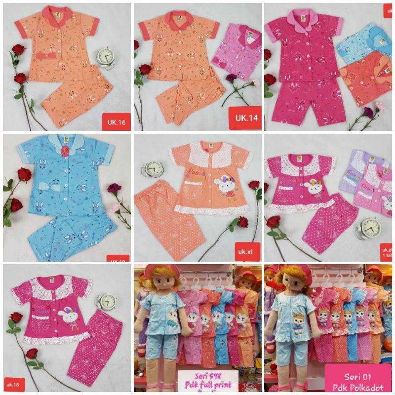 BAJU TIDUR PIYAMA ANAK PEREMPUAN 1-9 TAHUN RANDOM MOTIF BAJU TIDUR KAOS