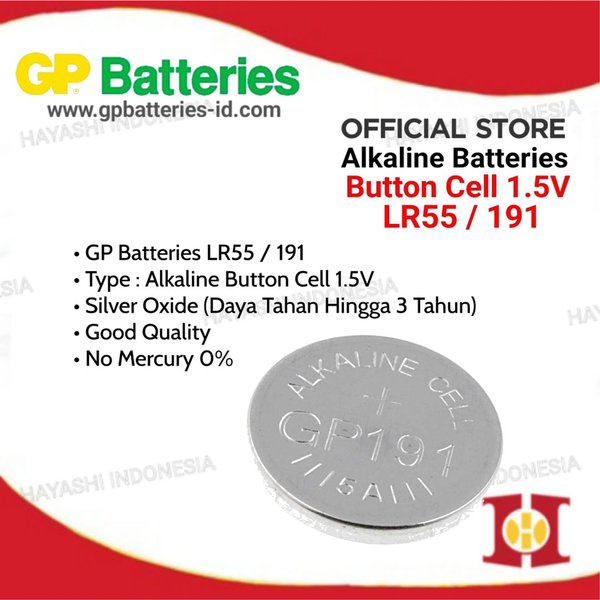 Baterai Kancing 191  LR55  V8GA Alkaline GP Original - 10pcs