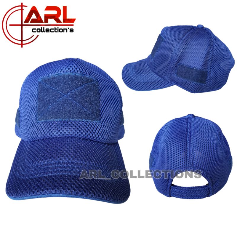 topi double mess polos boru - topi tactical jaring velcro - topi double mess biru