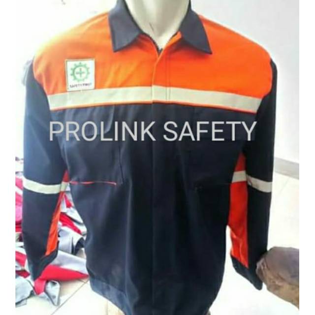 SERAGAM BAJU SAFETY DONGKER KOMBINASI ORANYE LARIS