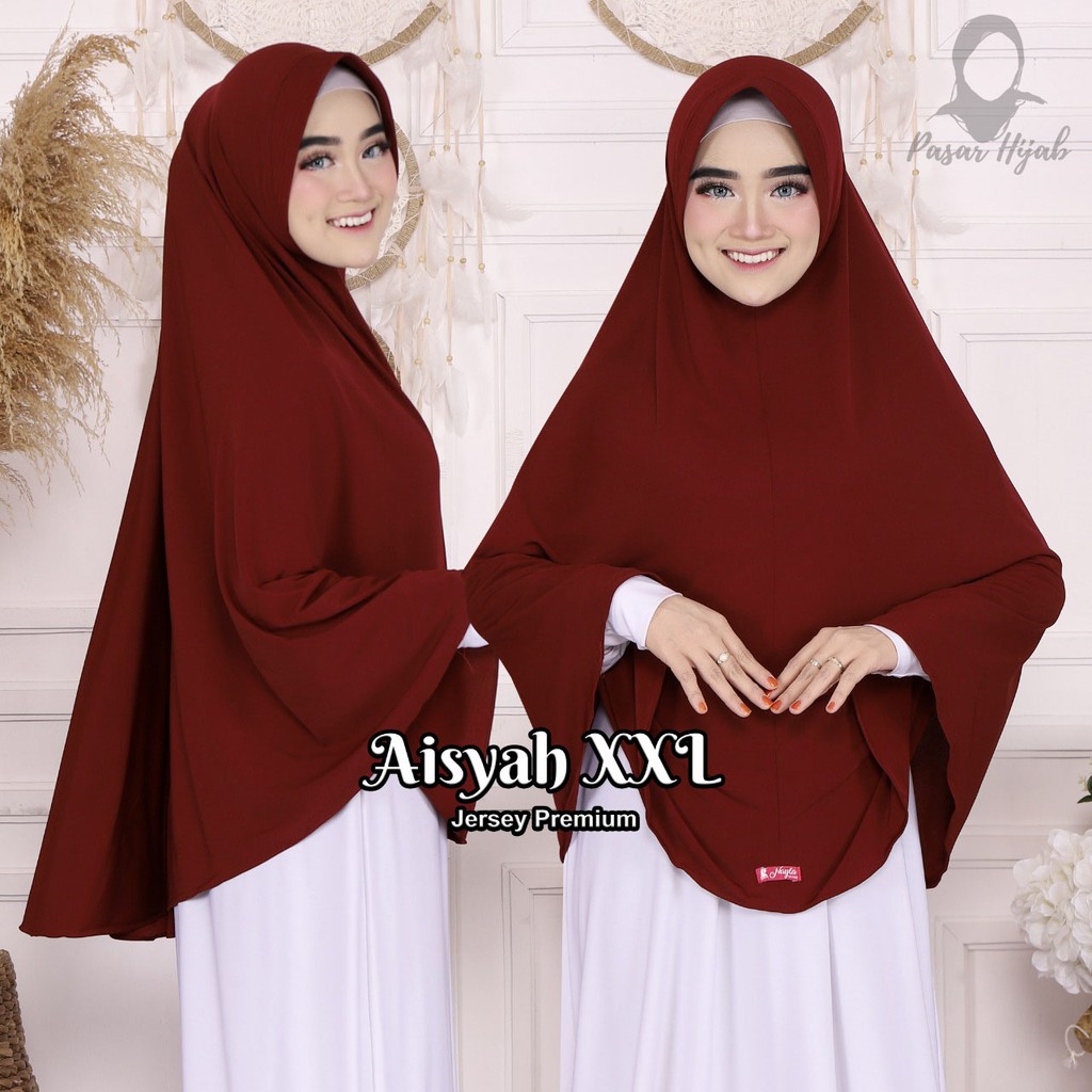 Jilbab Instan Aisyah Size XXL Hijab Instan Jersey Premium Kerudung Bergo Pasar Hija'b