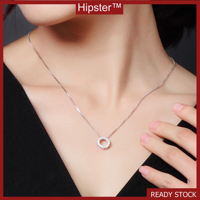 INS Style Mori Style Special Interest Light Luxury round Full Diamond Pendant Necklace