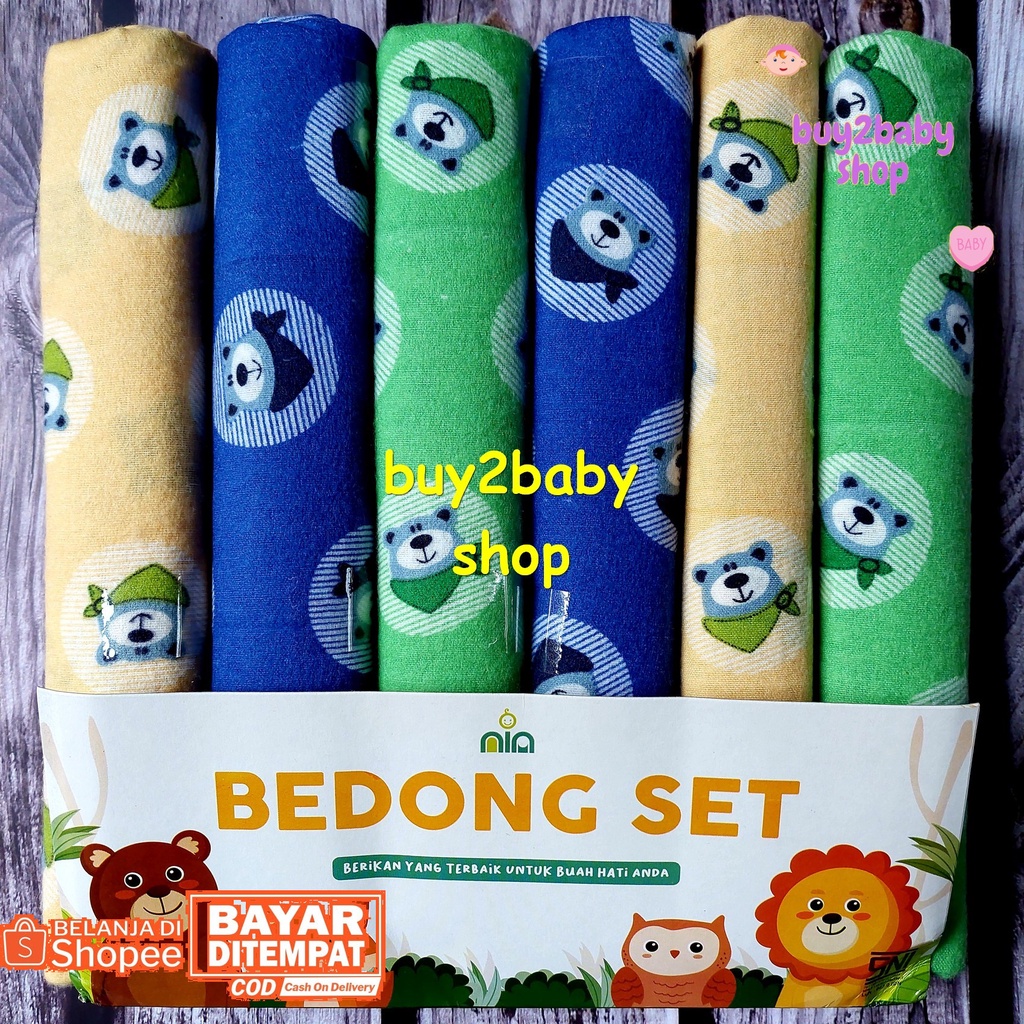 Bedong bayi flanel Flower/NIA warna motif Realpict 75 x 125 cm 3-6 PCS