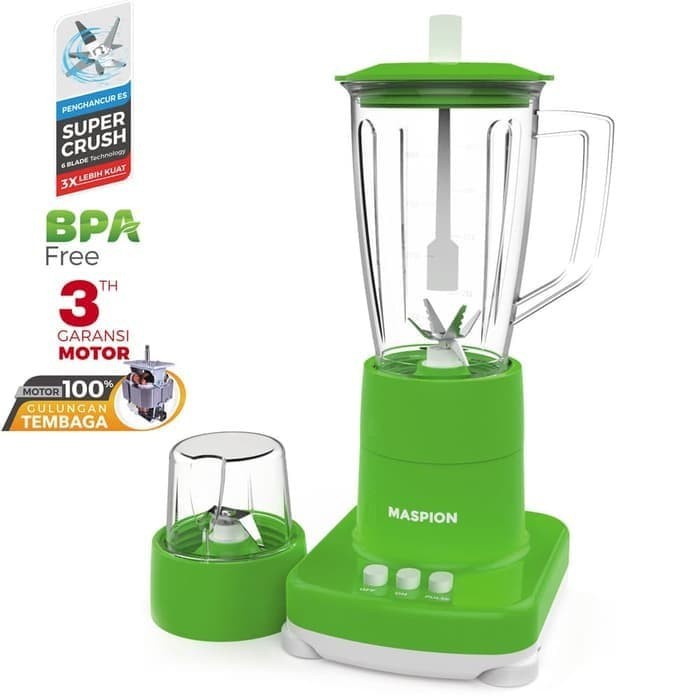 MASPION Blender Plastik 1 Liter MT 1273 PL -  With Dry &amp; Wet Mill - 3in1 3 Tabung - Garansi Resmi 1 Tahun